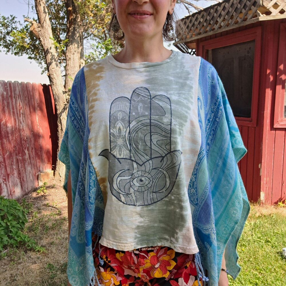 Upcycled Unisex One Size Shirt And Scarf Rework  Fall Tunic Top